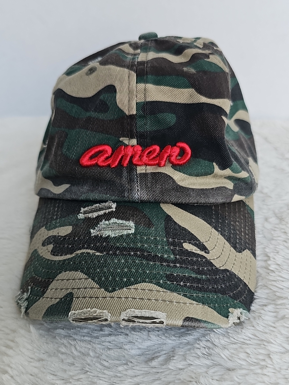 KBETHOS VTG KBETHOS Camo Distressed Dad Hat Amero Embroidered Baseball Cap